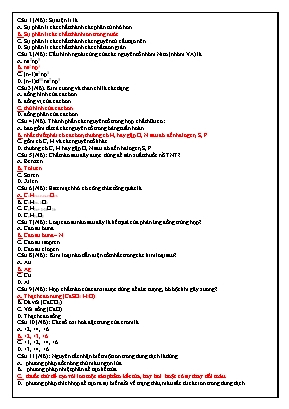 Đề thi thử Đại học môn Hóa học Lớp 12 (Kèm đáp án)
